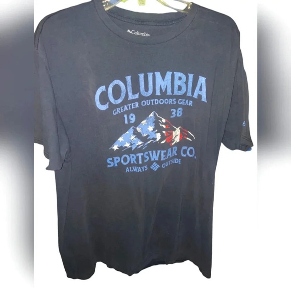 Mens Navy Blue Columbia Short Sleeve Tee Tshirt T-shirt - Picture 1 of 3